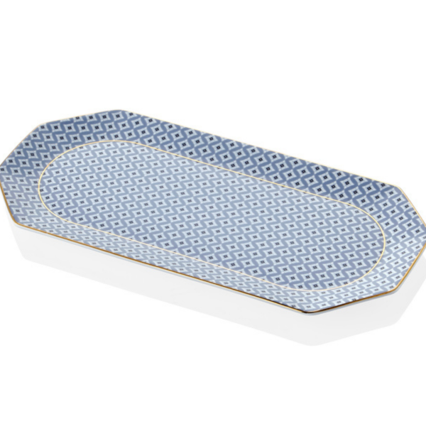 Tea Delight 25cm Hexagon Platter Blue