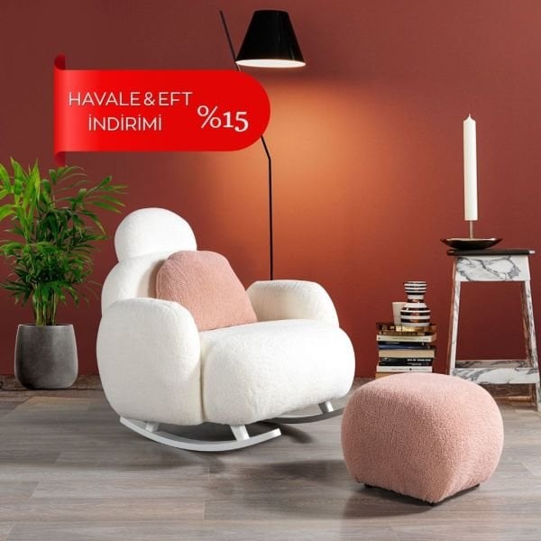 Mumy Tekli Sallanan Koltuk Beyaz / Pudra