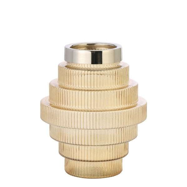 Açık Sarı Katlı Cam Vazo