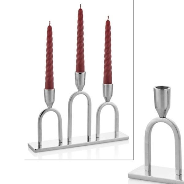 Lamedore Triplet Nickel Candle Holder Mumluk