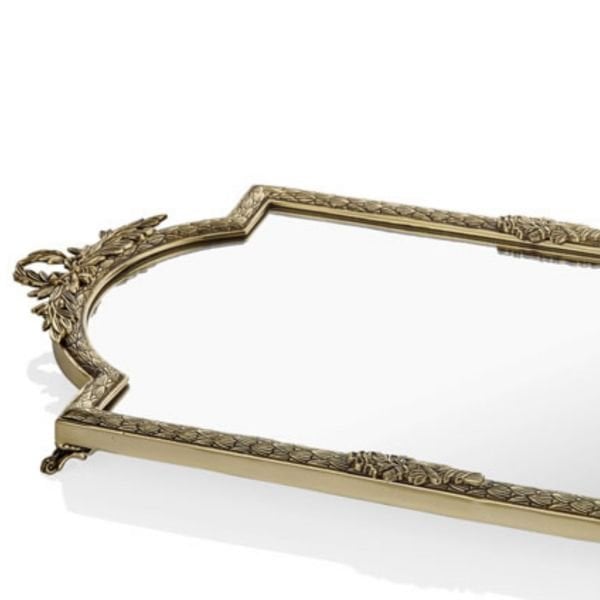 Lamedore Aynalı Antik Gold Çelenk Jardinyer 76x38x5 cm
