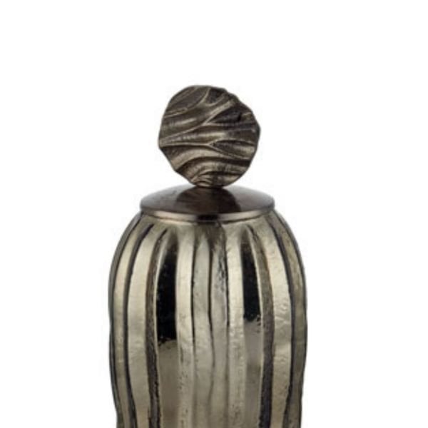 Lamedore Aged Brass Küçük Cam Kapaklı Küp 13x13x36 cm