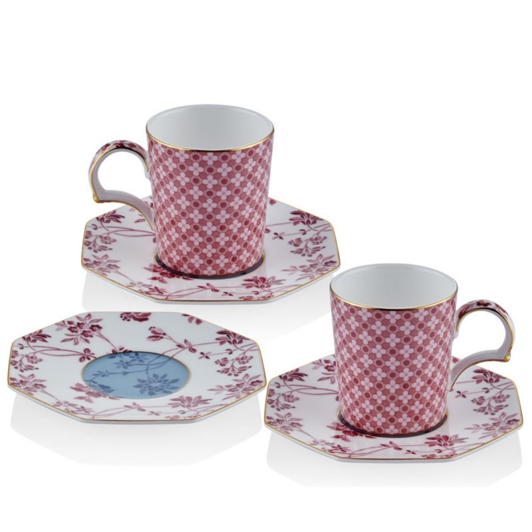 Tea Delight Regency Damask Red 2'li Kahve Fincan Seti