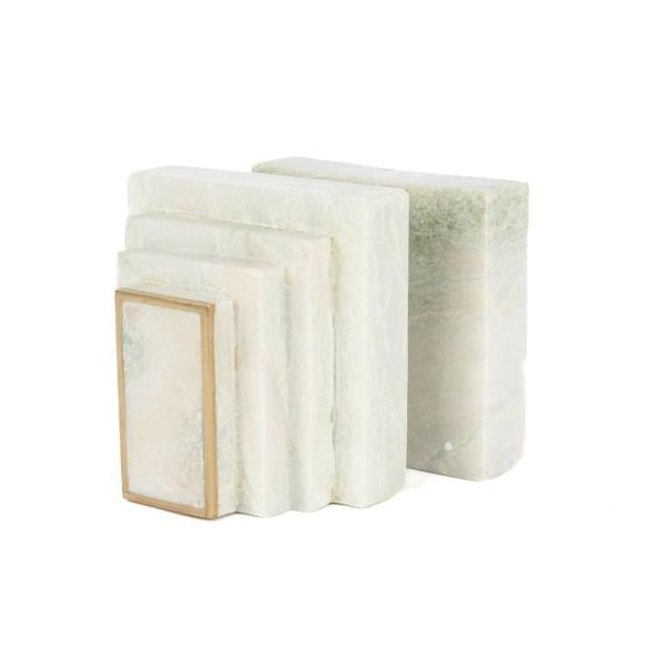 MikasaMoor Beyaz Mermer Kitap Tutucu