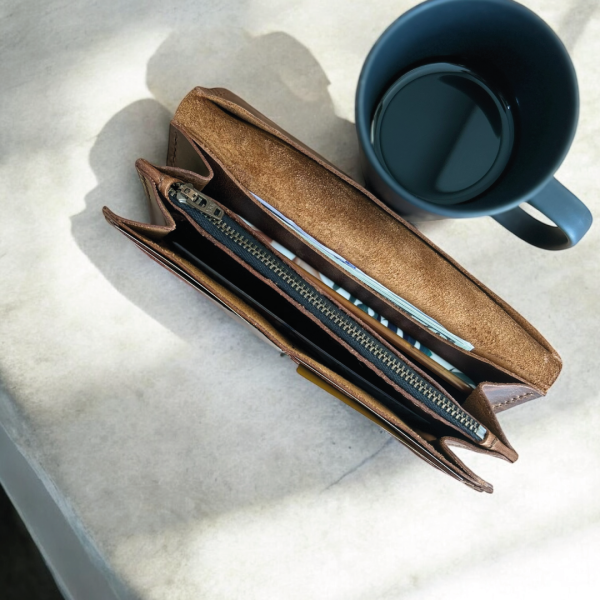 Kavé | Çıtçıtlı Akordiyon Cüzdan - Taba