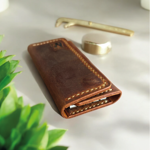 Kavra | El Yapımı Hakiki Deri Anahtarlık - Camel