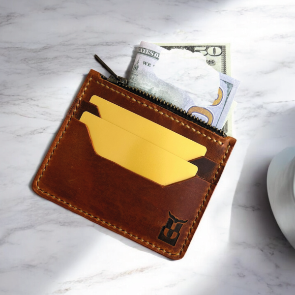 Vero | Mini Fermuarlı Kartlık Cüzdan - Camel