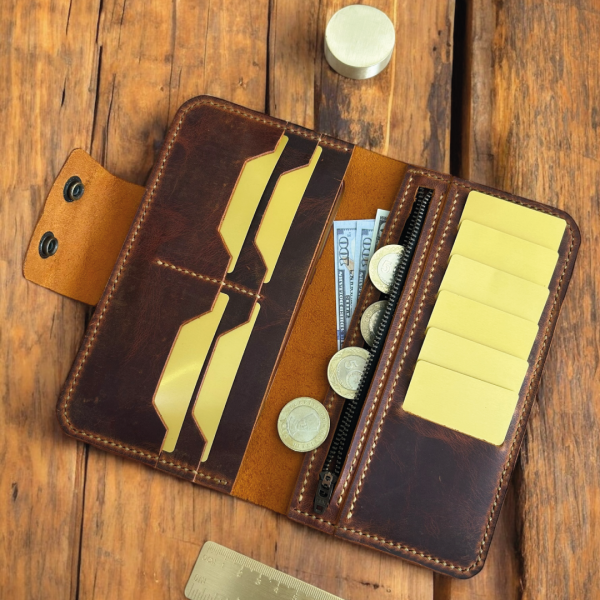 Zartis | Fermuarlı Dikey Bölmeli Cüzdan - Camel