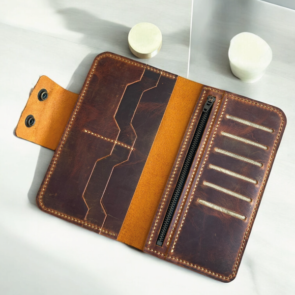 Zartis | Fermuarlı Dikey Bölmeli Cüzdan - Camel