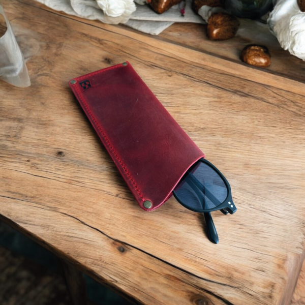 Oculo | Şık Deri Gözlük Kılıfı - Kırmızı