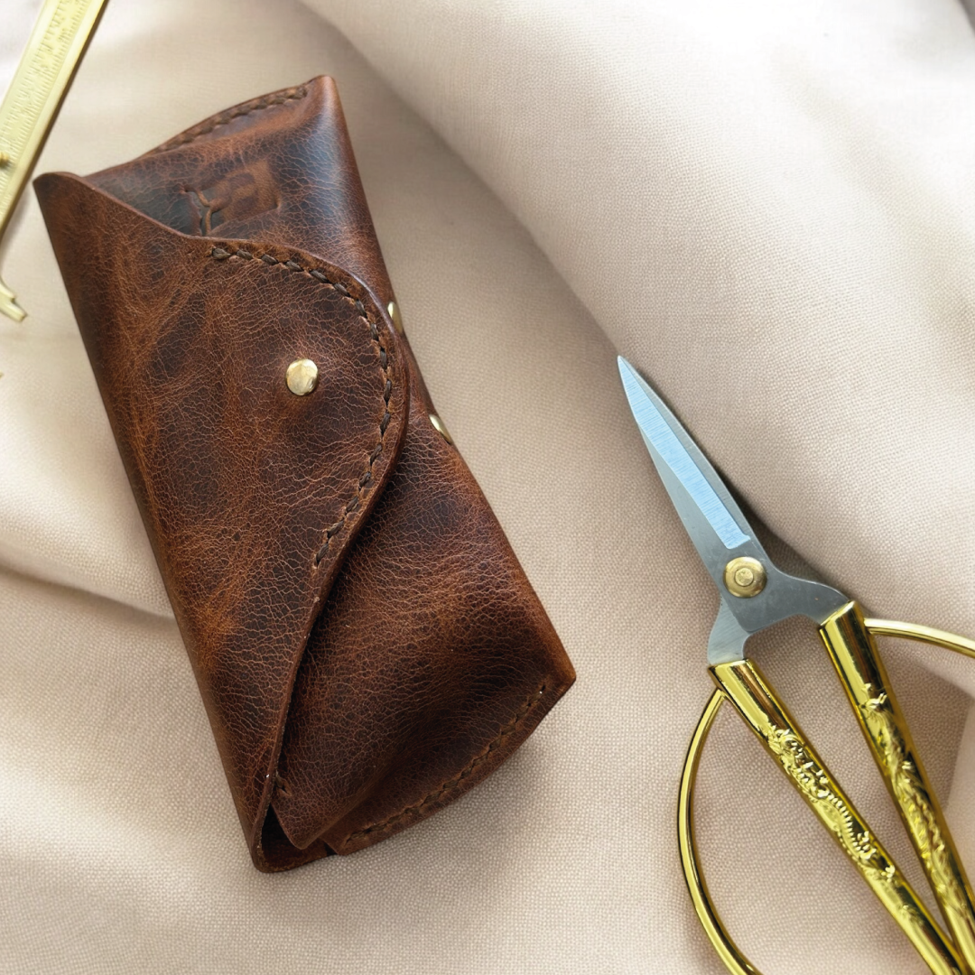 Visor | El Yapımı Deri Gözlük Kabı - Taba