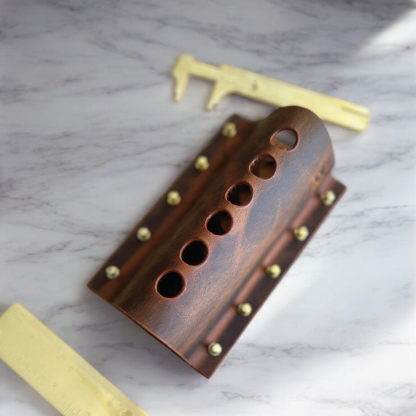 Dexon | El Yapımı Deri Masaüstü Kalemlik 6lı - Camel