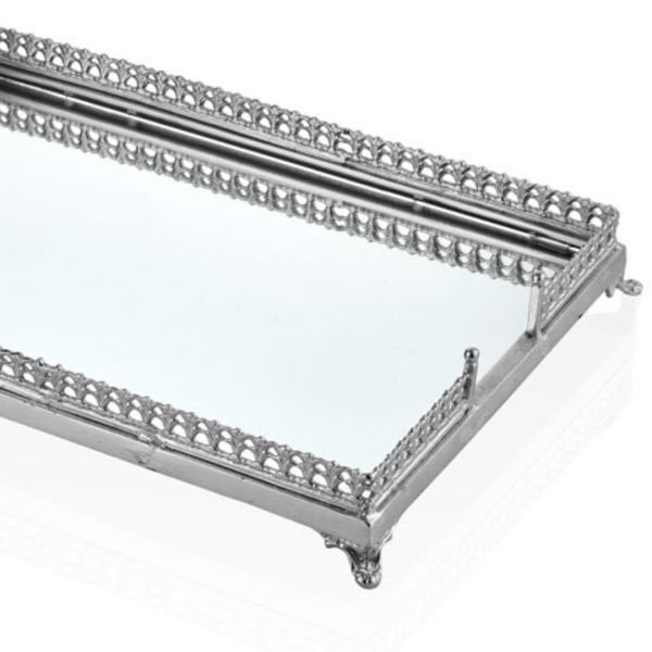 Lamedore Aynalı Dikdörtgen Jardinyer Gümüş 52 cm