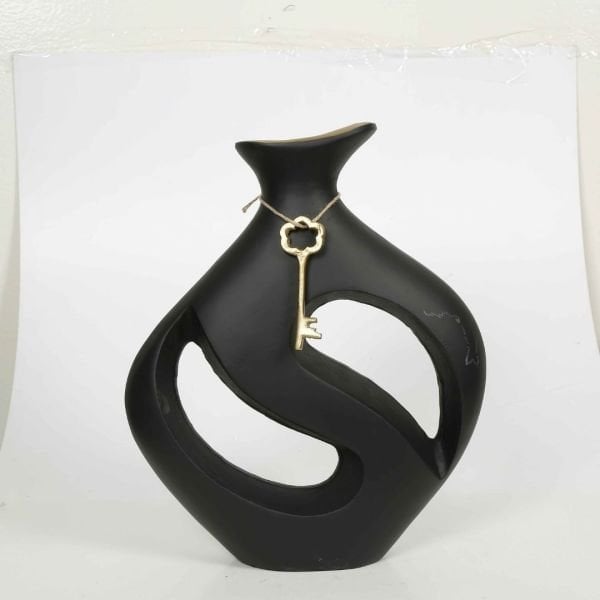 Vitale Metal Anahtar Siyah Damla Vazo 38 cm
