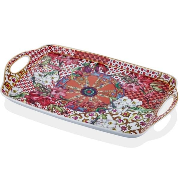 Lilyum Desenli Çay Tepsi 46 cm