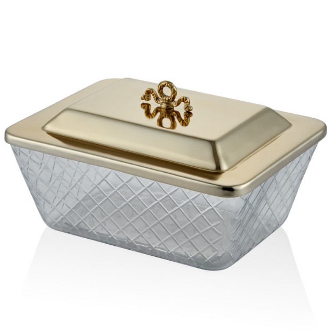 Lamadore Dikdörtgen  Kapaklı Gold Saklama Kabı 25 cm