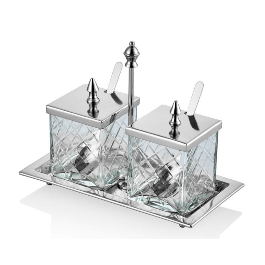 Lamadore Gümüş Standtlı Baharat Seti 2li 19 cm