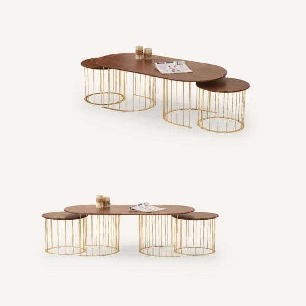 Hermes Orta Sehpa (Ceviz-Gold)