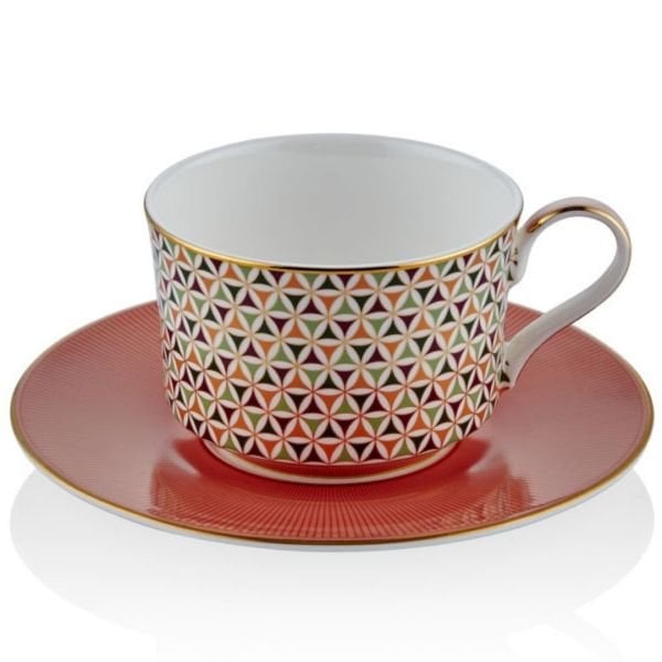 Cay Fincanı Tea Delight Tea Cup and Saucer Orange Opera House
