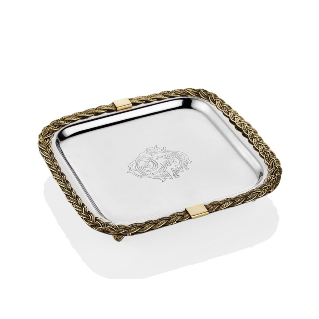 Kahve Tepsisi Blackpearl Halat Desenli  Kare