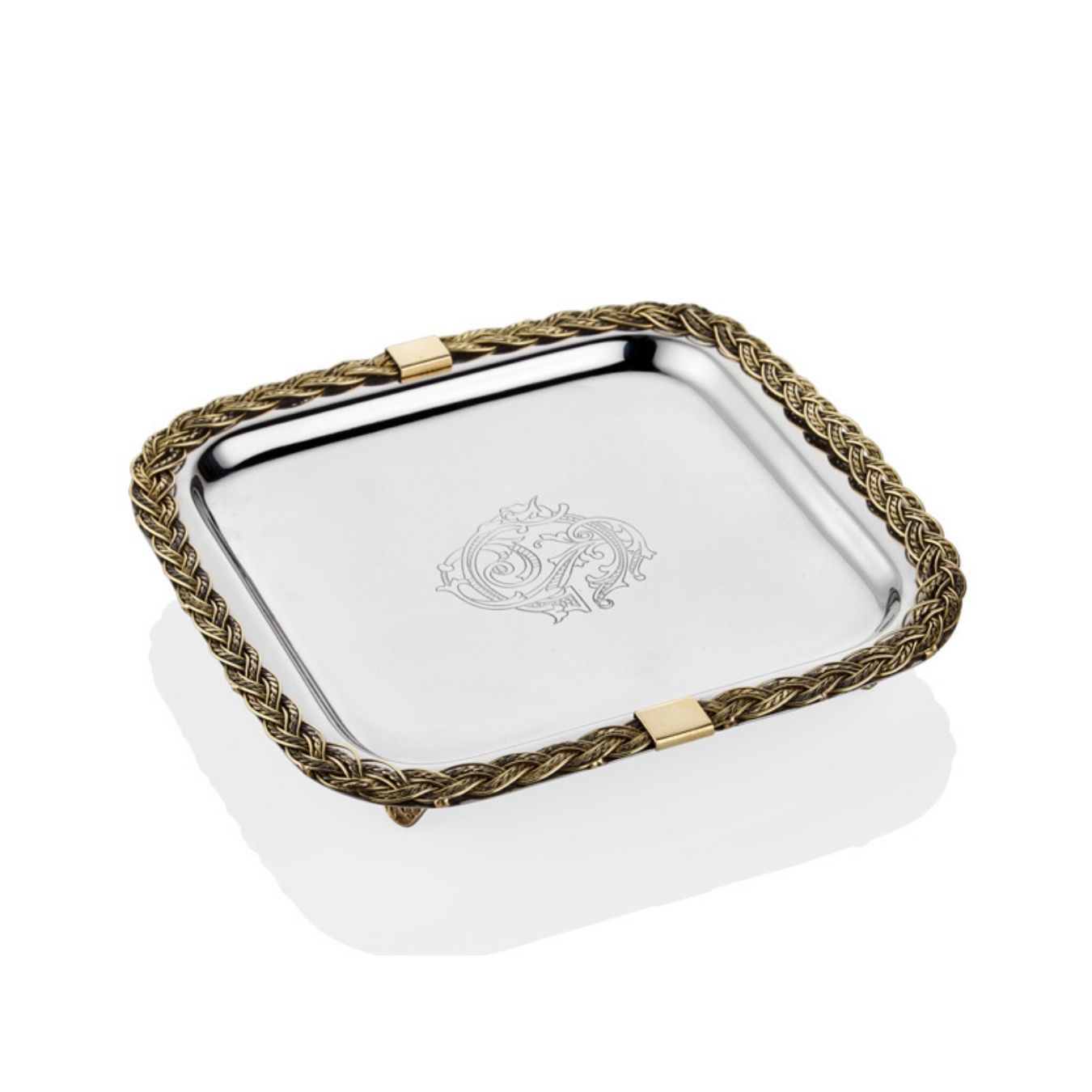 Kahve Tepsisi Blackpearl Halat Desenli  Kare