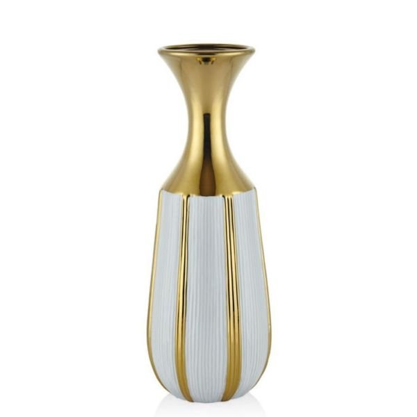 Lamedore  Beyaz  Gold Büyük Vazo 48 cm