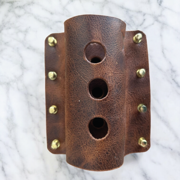 Dexon | El Yapımı Deri Masaüstü Kalemlik 3'lü - Taba