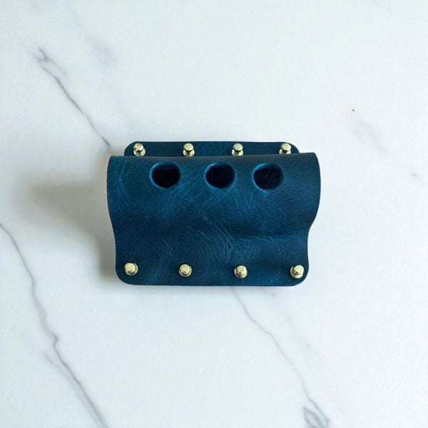 Dexon | El Yapımı Deri Masaüstü Kalemlik 3'lü - Mavi