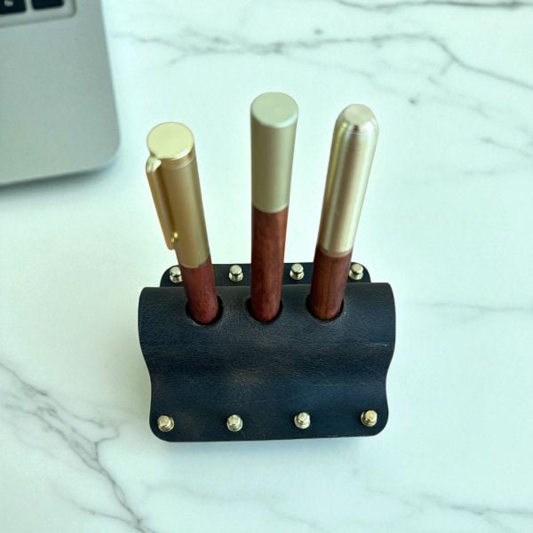 Dexon | El Yapımı Deri Masaüstü Kalemlik 3'lü - Oliv