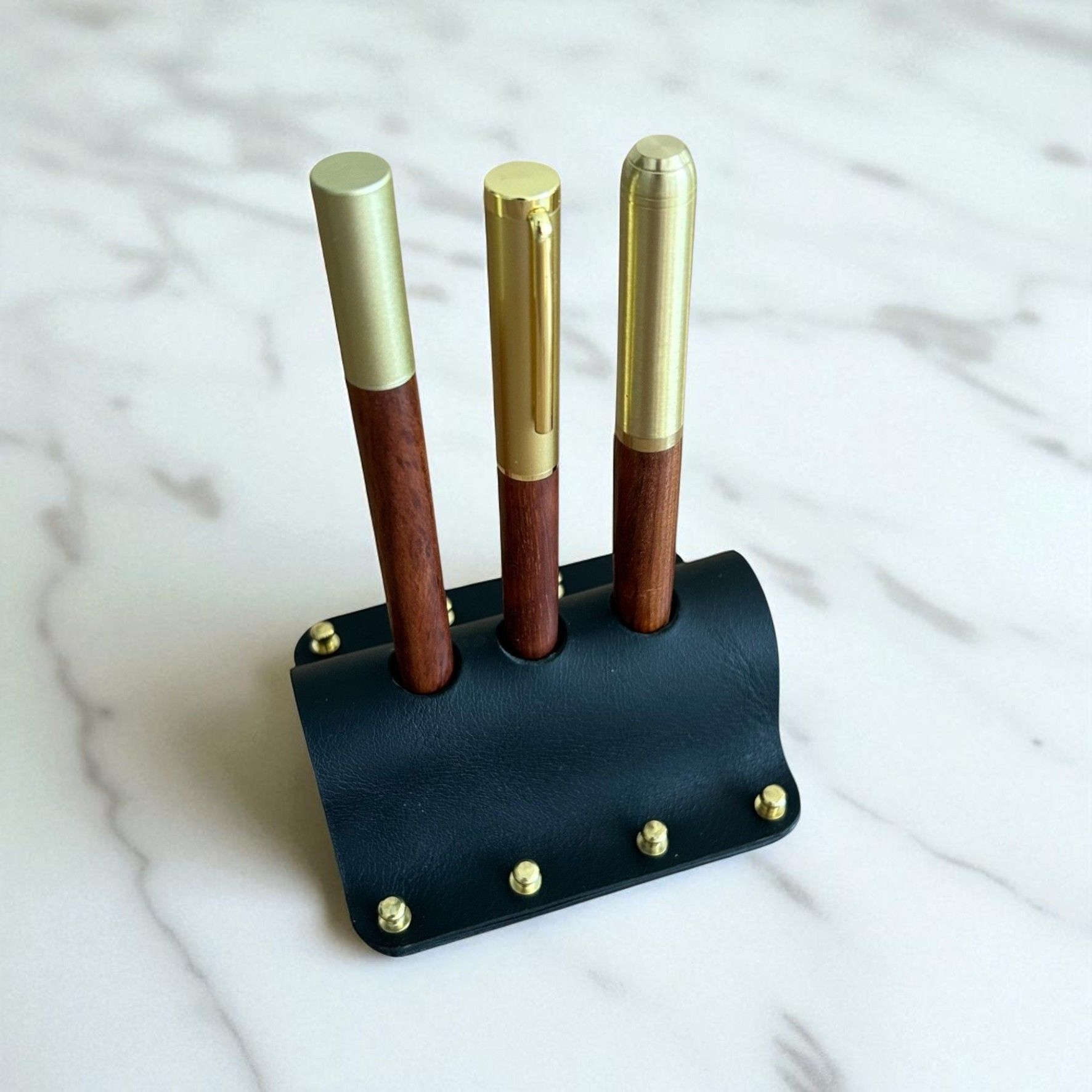 Dexon | El Yapımı Deri Masaüstü Kalemlik 3'lü - Siyah