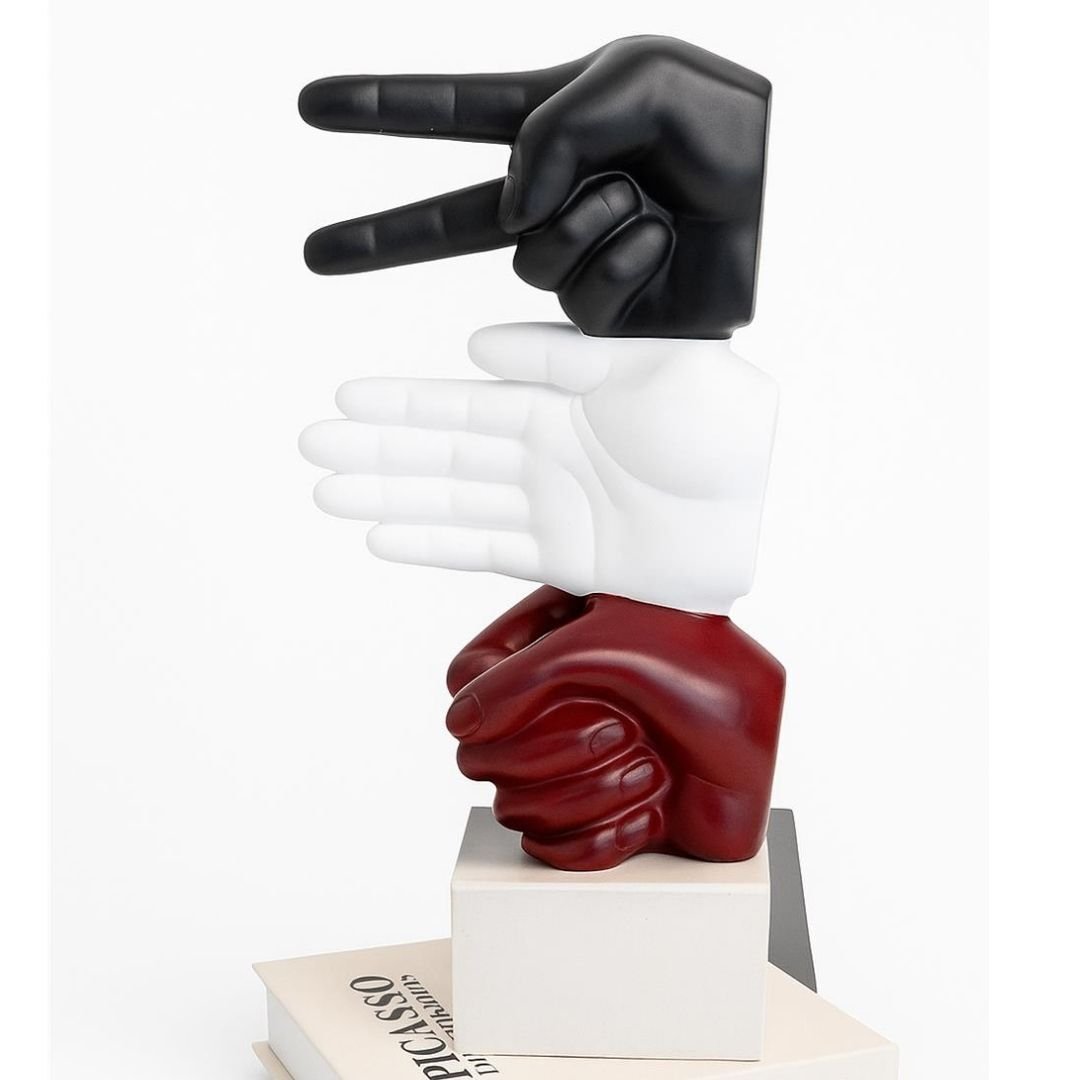 Mermer Ayaklı Taş Kağıt Makas Dekoratif Obje