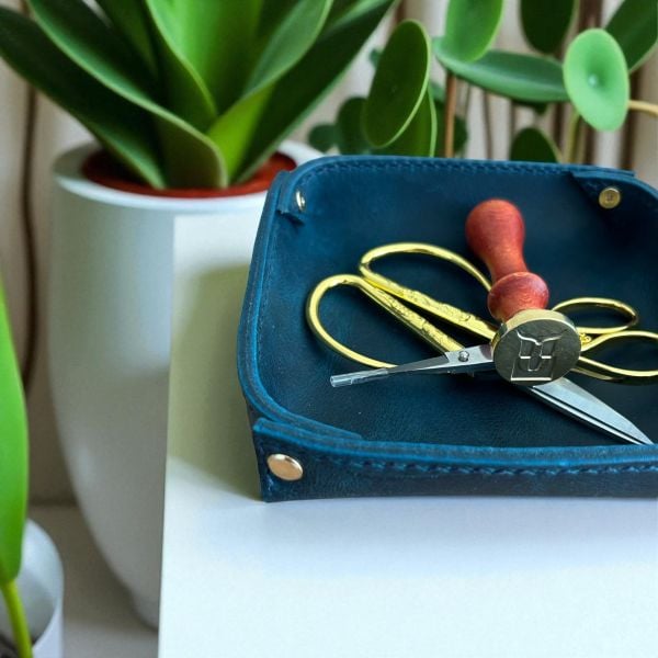 Valtray | Hakiki Deri Organizer - Mavi