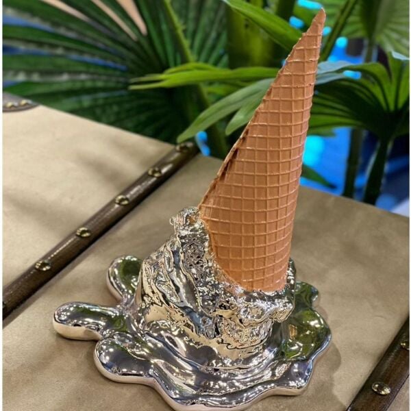Polyester Akıtma Dondurma Dekoratif Obje Gümüş