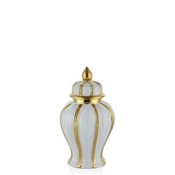 Lamedore Cizgi Desenli Beyaz Gold  Kapaklı Küp